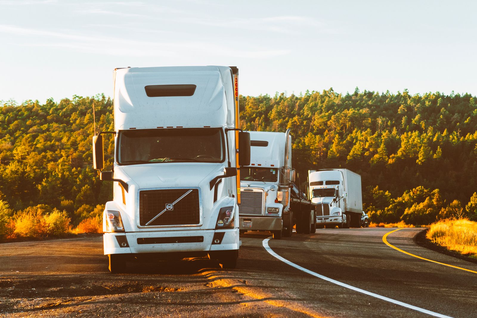 Semi truck stopped on a roadside